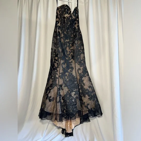 JOVANI Black and Tan Strapless Mermaid Gown | 6 - Picture 15 of 16